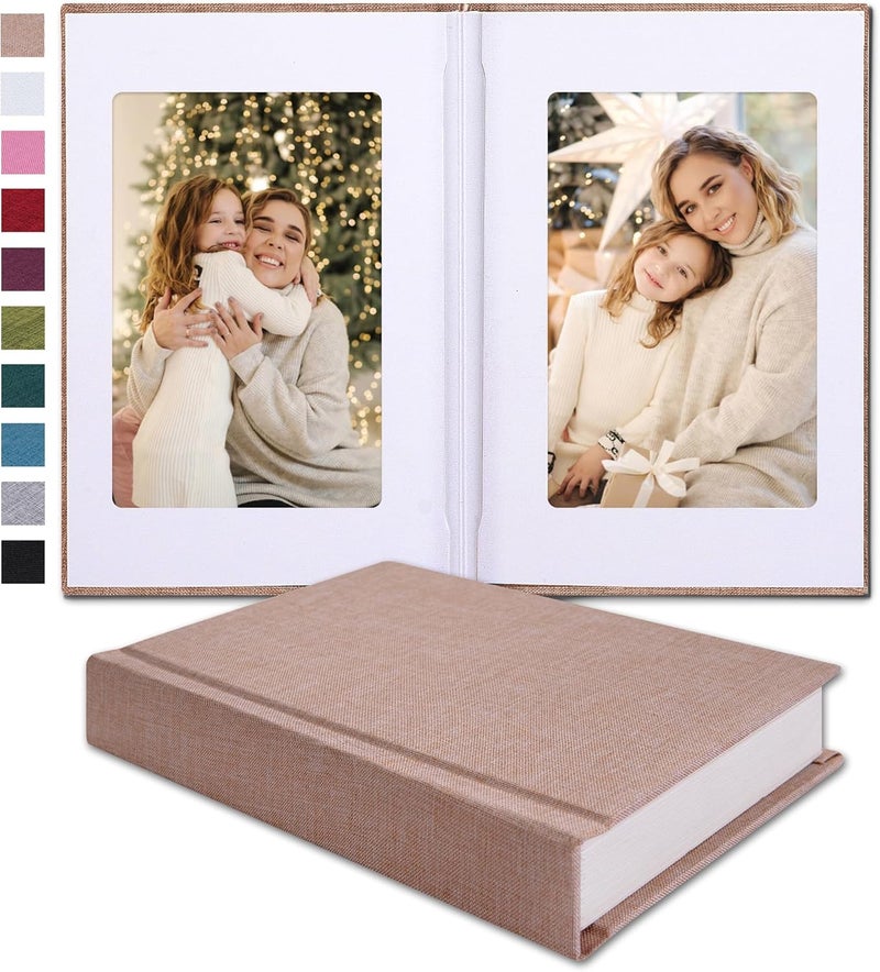 Pssoss Small 4x6 Photo Album with Writing Space Holds 20 Photos Ideal for Wedding Theme-Album and Baby Photo Album (Beige) - Image 1